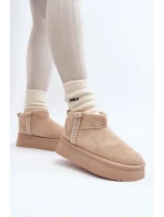 Śniegowce Na Platformie Ze Wzorem Beżowe Udra