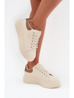Sneakersy Damskie Na Platformie Big Star SS274246 Jasnobeżowe