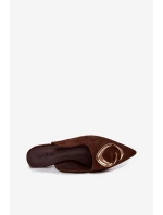 Dámské pantofle Mule s ozdobným zlatým detailem Čokoládové Galvella