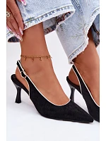 Dámské sandály na podpatku s lemovkou Černé Relmira