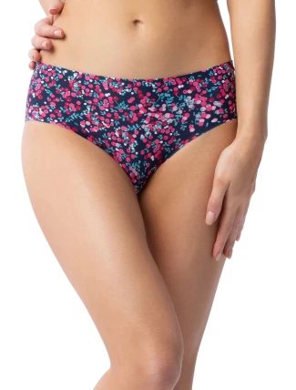 Dámske jednoduché klasické nohavičky Cranberries tmavomodré s ružovým vzorom - JULIMEX Dámske jednoduché klasické nohavičky Cranberries tmavomodré s ružovým vzorom - JULIMEX