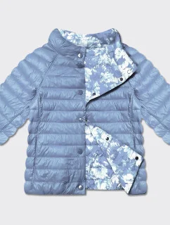 Svetlomodrá/kvetinová obojstranná dámska bunda s 3/4 rukávmi Minority (M23-7010-50)