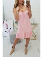 Šaty s tenkým pásikom, púdrovo ružové