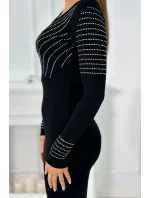 Pletené šaty so strieborným vzorom čierny