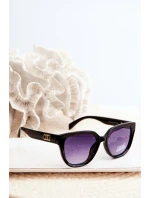 Okulary Przeciwsłoneczne Damskie Ze Złotymi Detalami UV400 Czarne