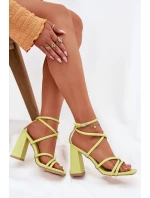 Sandały Damskie Na Słupku Z Paskami Limonkowe Ciarilora