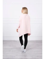 Oversize mikina s asymetrickými bokmi púdrovo ružová