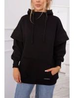 Zateplená mikina s polovičným zipsom čierna