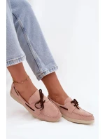 Półbuty Mokasyny Damskie Z Wiązaniem Jasnoróżowe Calivra