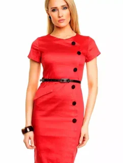 Spoločenské a casual šaty MAYAADI zdobené gombíkmi a opaskom