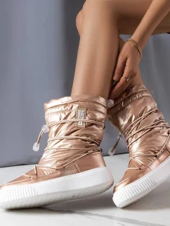 Dámske metalické INT1783B zateplené snehule Béžová - Big Star