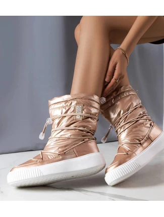 Dámske metalické INT1783B zateplené snehule Béžová - Big Star