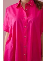 Bavlnené tričko s krátkymi rukávmi fuchsiová