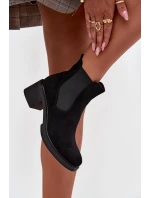 Botki Sztyblety Damskie Na Klocku Czarne Luvina