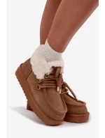 Śniegowce Damskie Z Naturalnego Zamszu D.Franklin DFSH375006 Camel