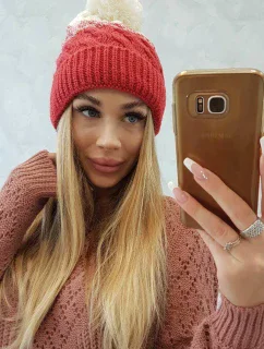 Fleecová čiapka Ilona K218 malpberry+ecru