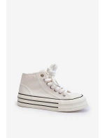 Trampki Damskie Na Platformie Białe Aineri