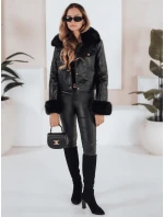 Dámska kožená bunda ramones s kožušinou čierna FashionStreet TY5207