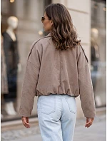 Dámska krátka béžová kordová bunda FashionStreet TY6020
