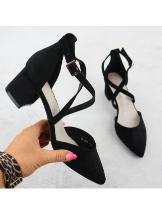 Dámske čierne sandále na podpätku Sergio Leone SK-830