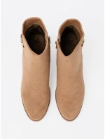 Moderné dámske členkové topánky Jasnobrązowy na širokom podpätku Moderné dámske členkové topánky Jasnobrązowy na širokom podpätku