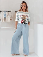 Dámske široké džínsové nohavice DENIMJOY svetlo modré FashionStreet UY2717