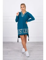 Morské šaty s kapucňou a potlačou