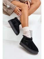 Skórzane Zamszowe Śniegowce Na Platformie Czarne Nereviana