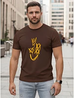 Pánske bavlnené tričko s potlačou Smile Crown hnedé FashionStreet NX0138R Pánske bavlnené tričko s potlačou Smile Crown hnedé FashionStreet NX0138R