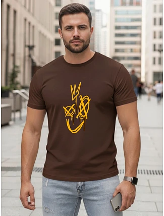 Pánske bavlnené tričko s potlačou Smile Crown hnedé FashionStreet NX0138R Pánske bavlnené tričko s potlačou Smile Crown hnedé FashionStreet NX0138R