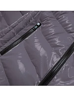 Dámska lesklá bunda s ozdobnou podšívkou sivá (xw810x) Dámska lesklá bunda s ozdobnou podšívkou sivá (xw810x)