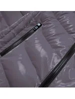 Dámska lesklá bunda s ozdobnou podšívkou sivá (xw810x) Dámska lesklá bunda s ozdobnou podšívkou sivá (xw810x)