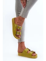 Damskie Klapki Gładkie ZAXY LL285077 Limonkowe