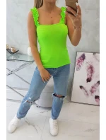 Blúzka bez ramienok s volánikmi zelená neónová