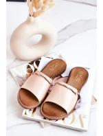 Skórzane Klapki Lewski Shoes 3047 Beżowe