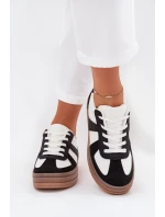 Sneakesy Damskie Na Platformie Biało-Czarne Sivirae