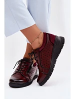 Kožené dámské polobotky na platformě Vinceza 39977 bordó