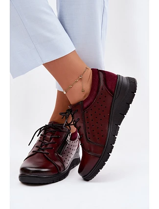 Kožené dámské polobotky na platformě Vinceza 39977 bordó