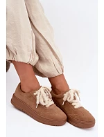 Semišové tenisky s kožušinovým šnurovaním Kobbo 79655 Camel Semišové tenisky s kožušinovým šnurovaním Kobbo 79655 Camel