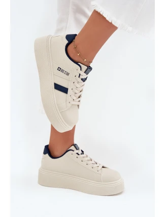 Dámske tenisky na platforme Big Star - svetlo béžové