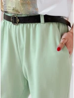 Dámske nohavice chinos s opaskom FashionStreet mint UY2552