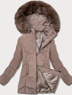Dámska plus size zimná bunda s kapucňou S'west cocoa (B8300-48)