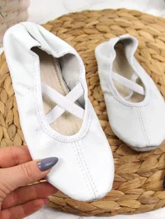 Dievčenské biele kožené balerínky - Nazo