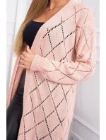 Sveter s geometrickým vzorom púdrovo ružový