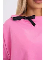 Oversize mikina s asymetrickými bokmi svetlo ružová