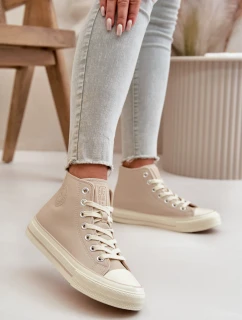 Trampki Damskie Ocieplane Z Eko Skóry Beżowe Big Star OO274934