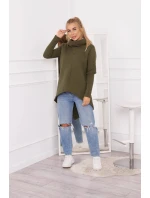 Zateplená mikina s dlhším chrbtom vo farbe khaki Zateplená mikina s dlhším chrbtom vo farbe khaki