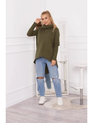 Zateplená mikina s dlhším chrbtom vo farbe khaki Zateplená mikina s dlhším chrbtom vo farbe khaki