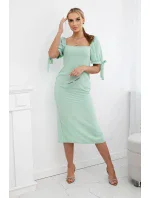 Šaty so zaväzovacími rukávmi tmavá mäta Šaty so zaväzovacími rukávmi tmavá mäta