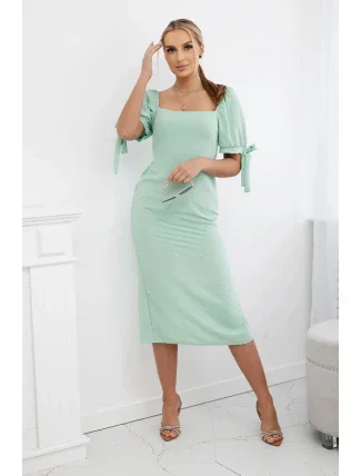 Šaty so zaväzovacími rukávmi tmavá mäta Šaty so zaväzovacími rukávmi tmavá mäta